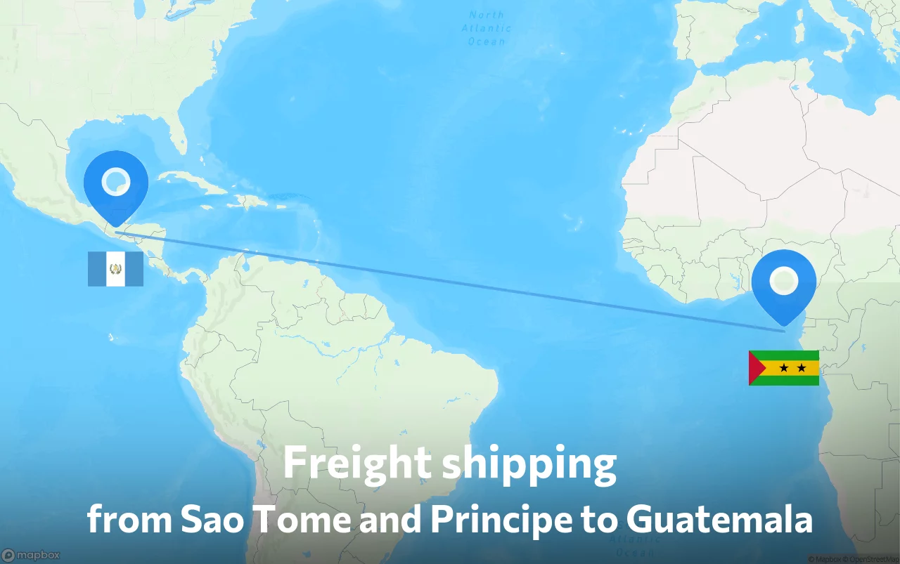 Shipping route from Sao Tome and Principe to Guatemala