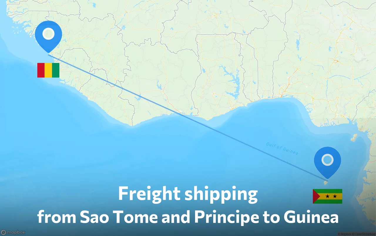 Shipping route from Sao Tome and Principe to Guinea