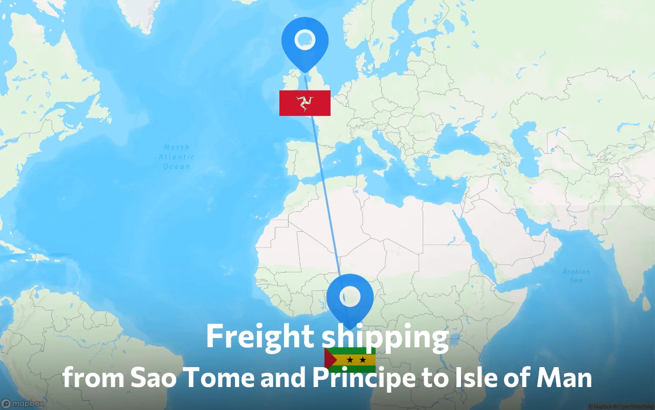 Shipping route from Sao Tome and Principe to Isle of Man