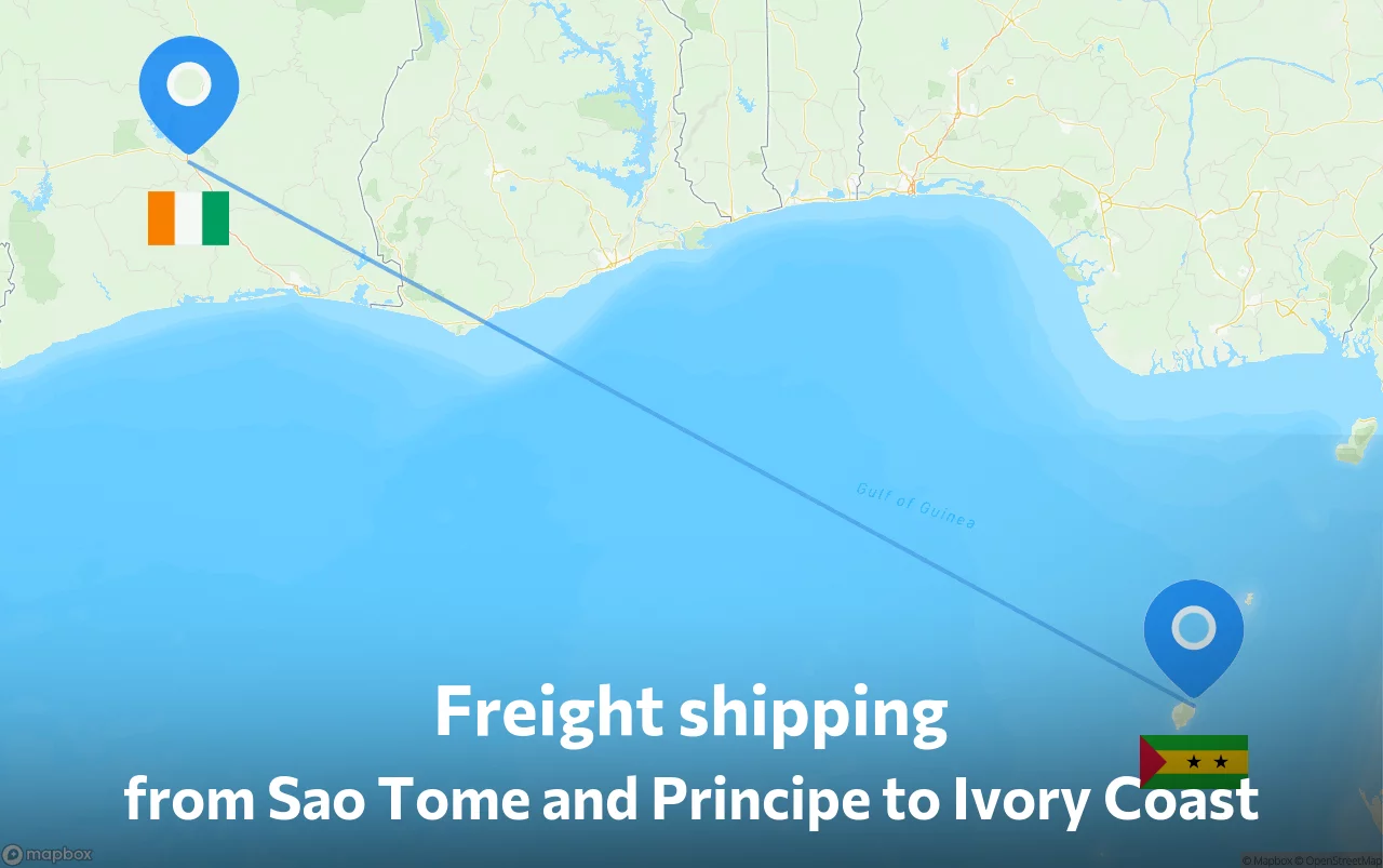 Shipping route from Sao Tome and Principe to Ivory Coast