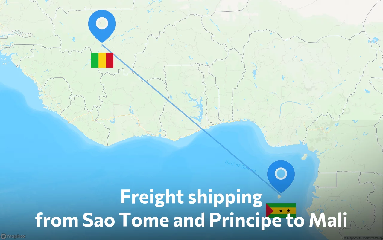 Shipping route from Sao Tome and Principe to Mali