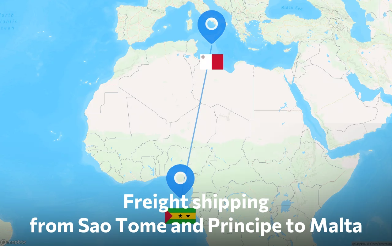 Shipping route from Sao Tome and Principe to Malta