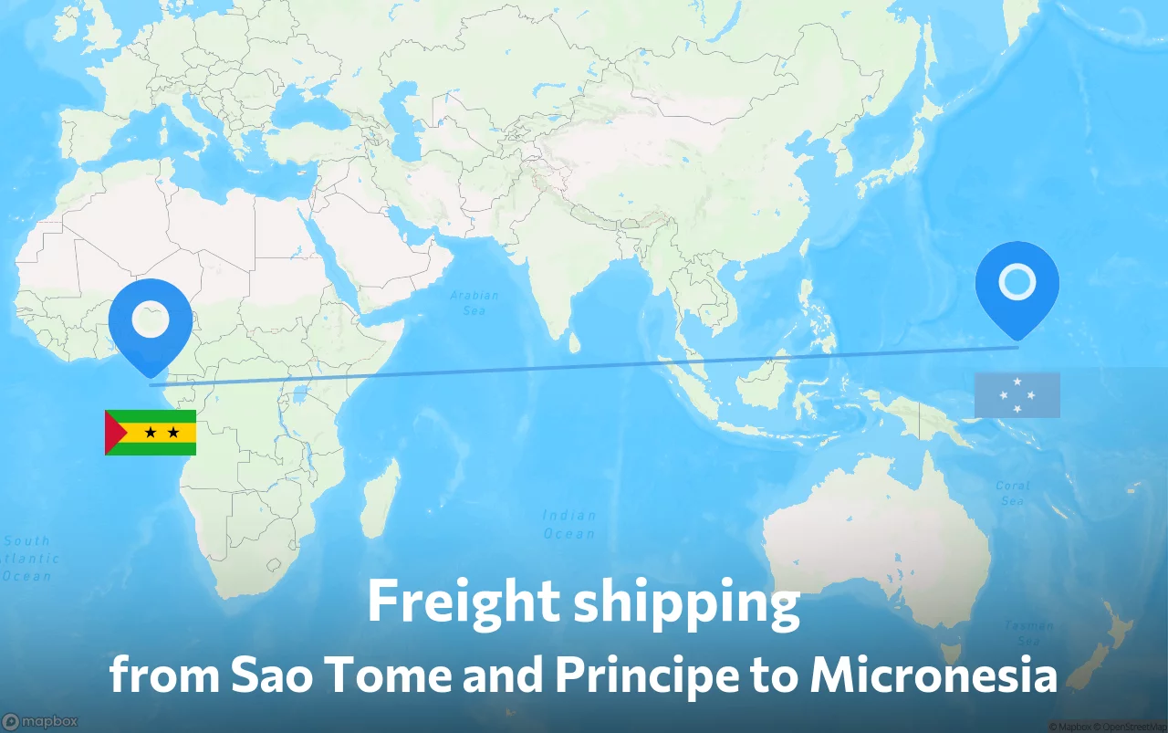 Shipping route from Sao Tome and Principe to Micronesia