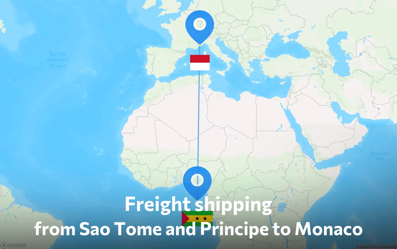 Shipping route from Sao Tome and Principe to Monaco