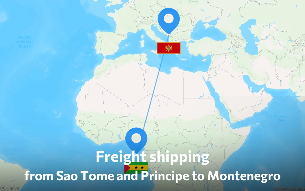 Shipping route from Sao Tome and Principe to Montenegro