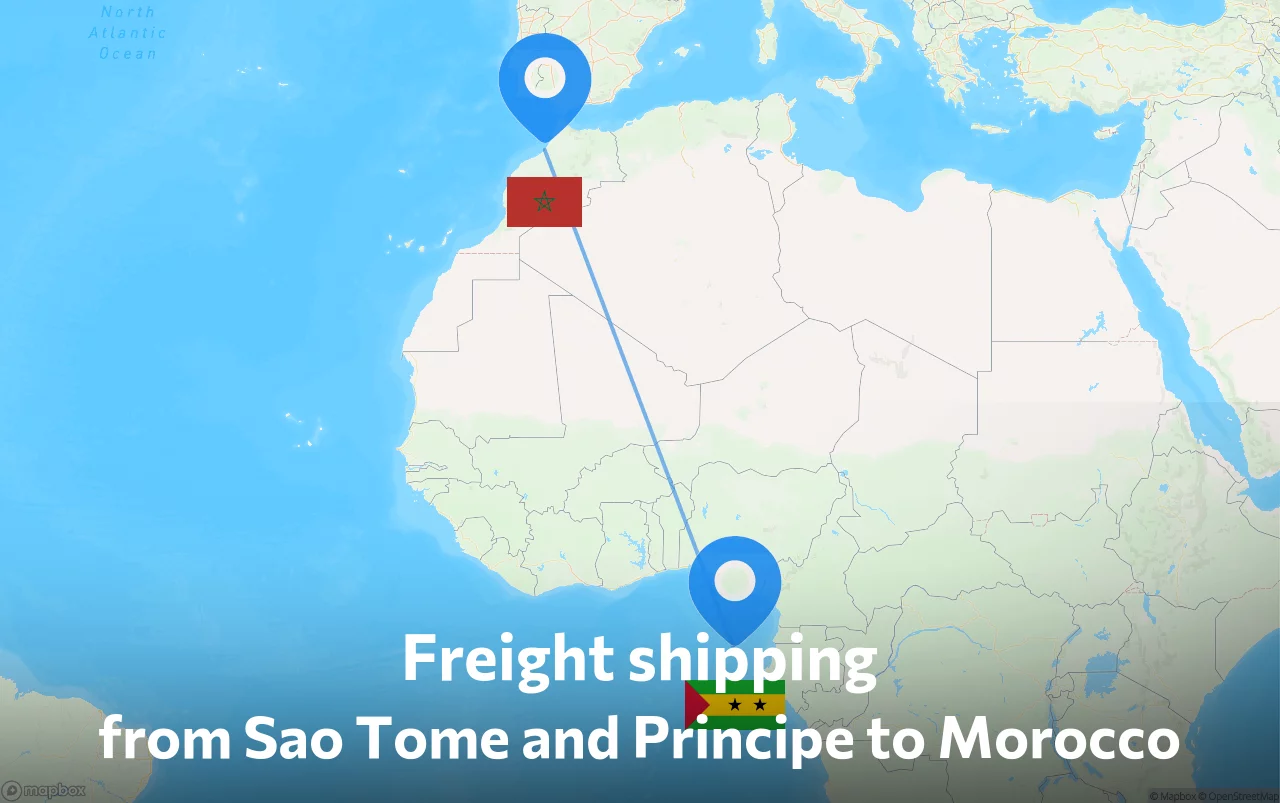 Shipping route from Sao Tome and Principe to Morocco