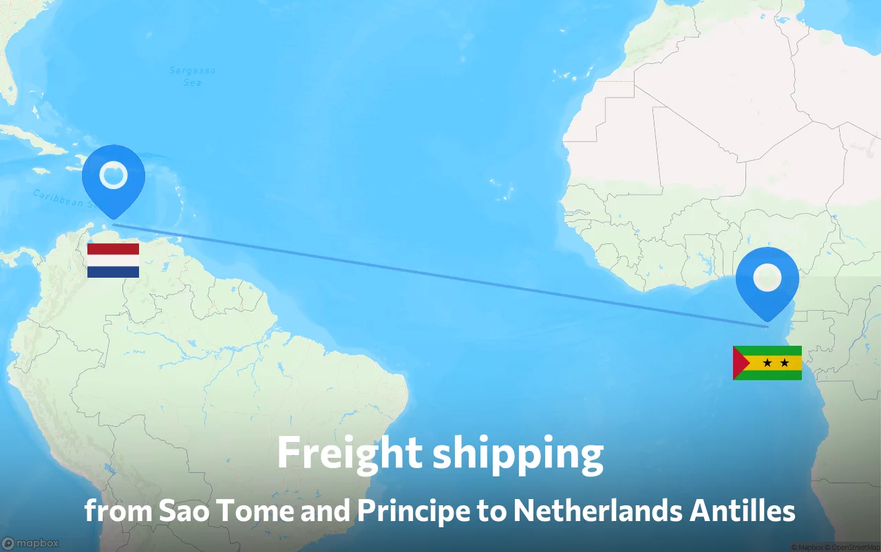Shipping route from Sao Tome and Principe to Netherlands Antilles