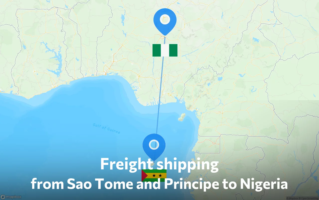Shipping route from Sao Tome and Principe to Nigeria