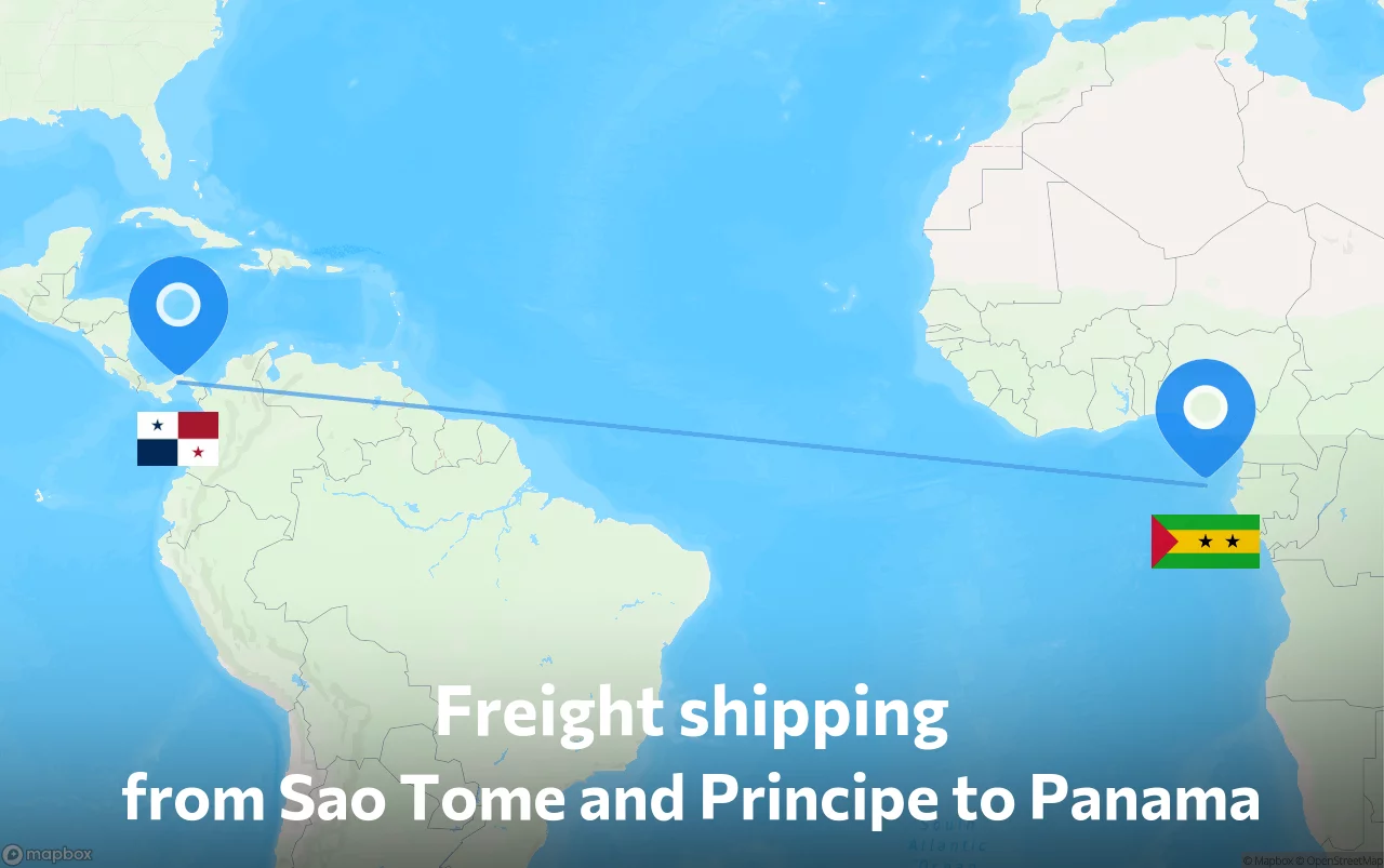Shipping route from Sao Tome and Principe to Panama