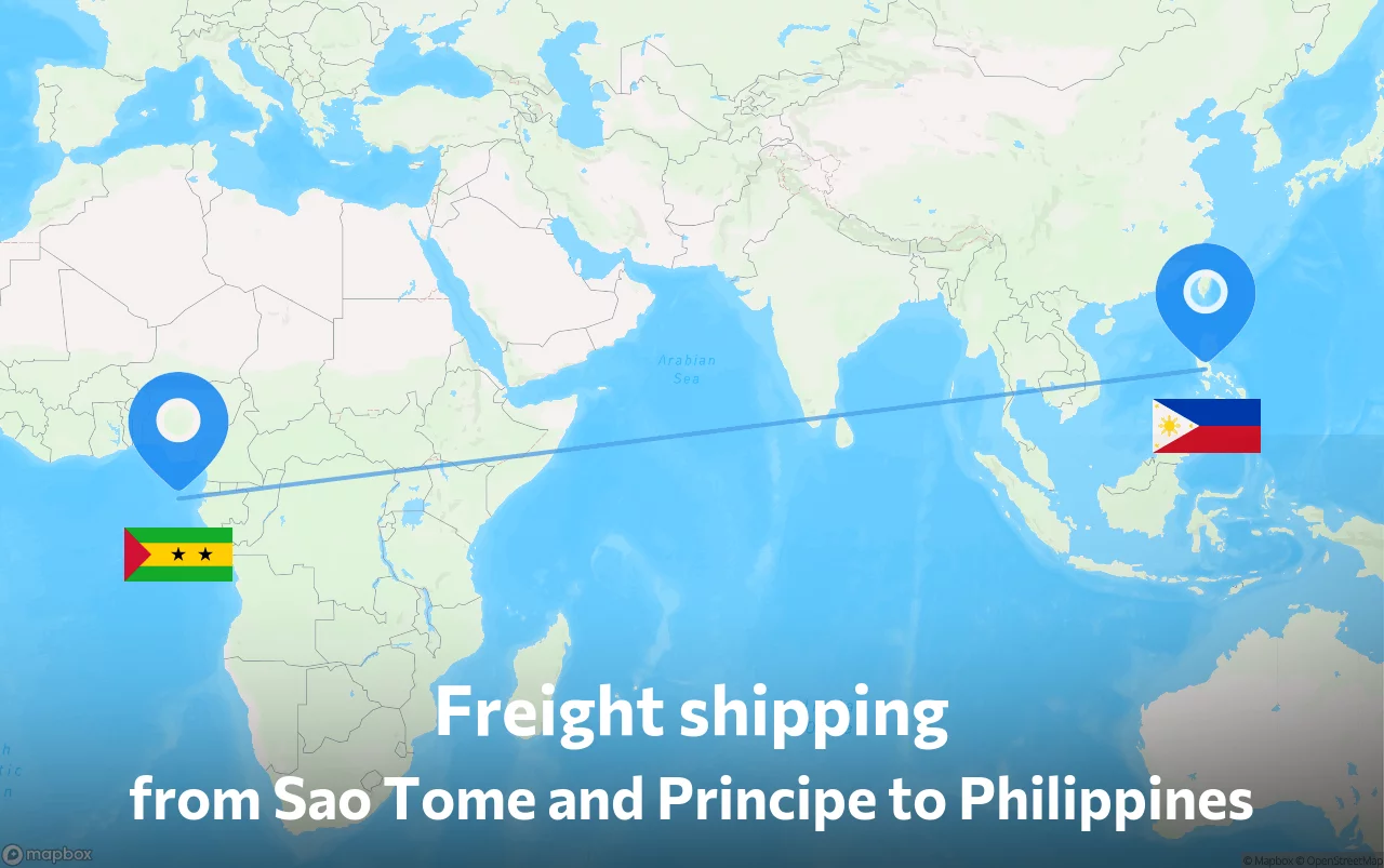 Shipping route from Sao Tome and Principe to Philippines
