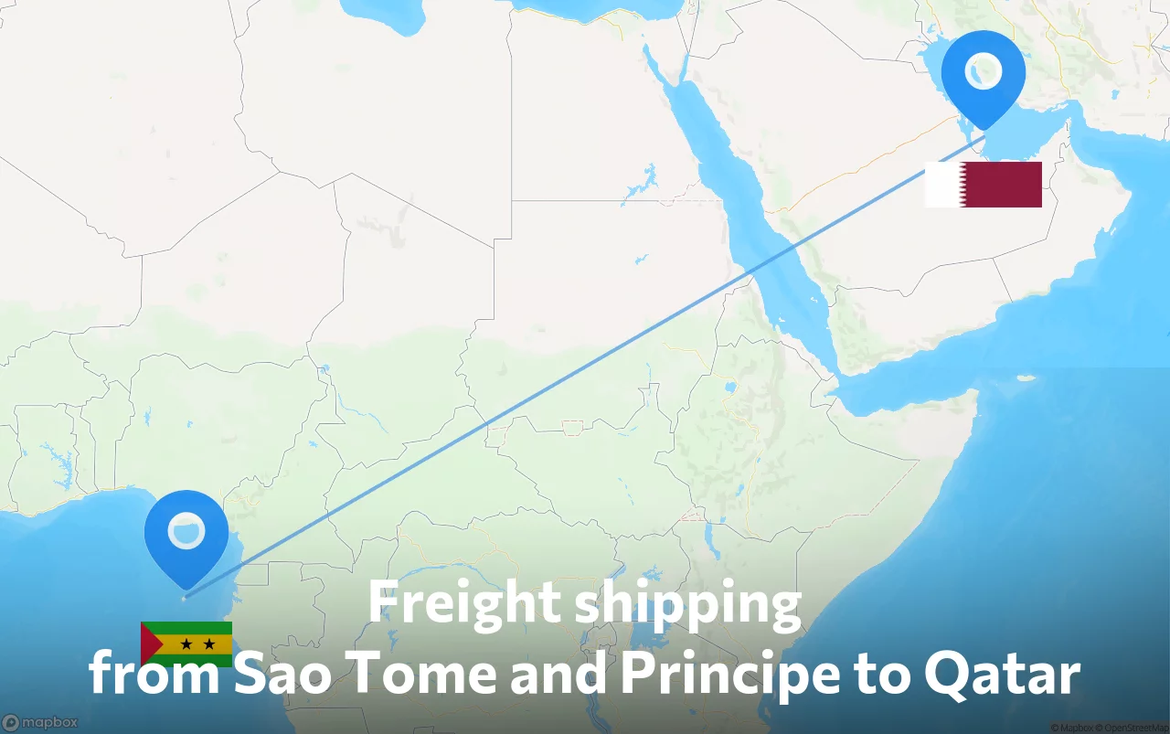Shipping route from Sao Tome and Principe to Qatar