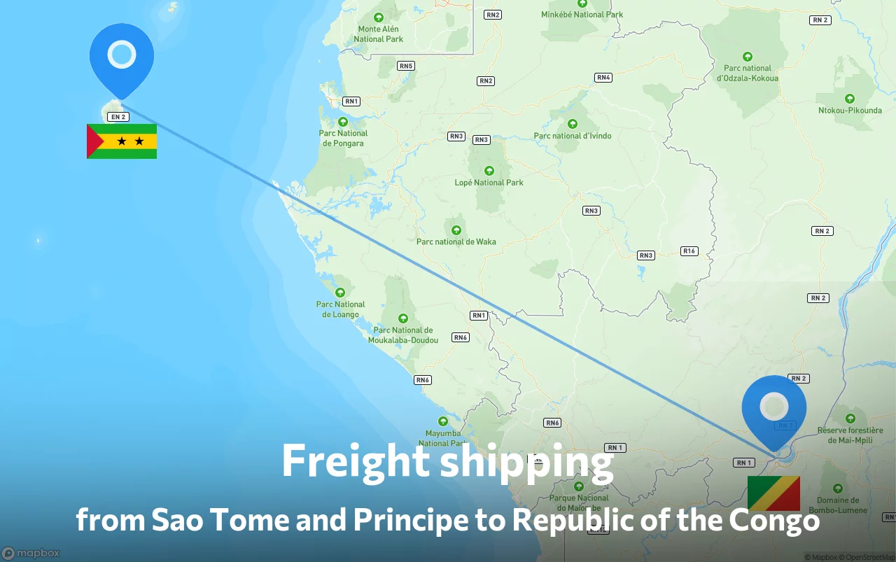 Shipping route from Sao Tome and Principe to Republic of the Congo