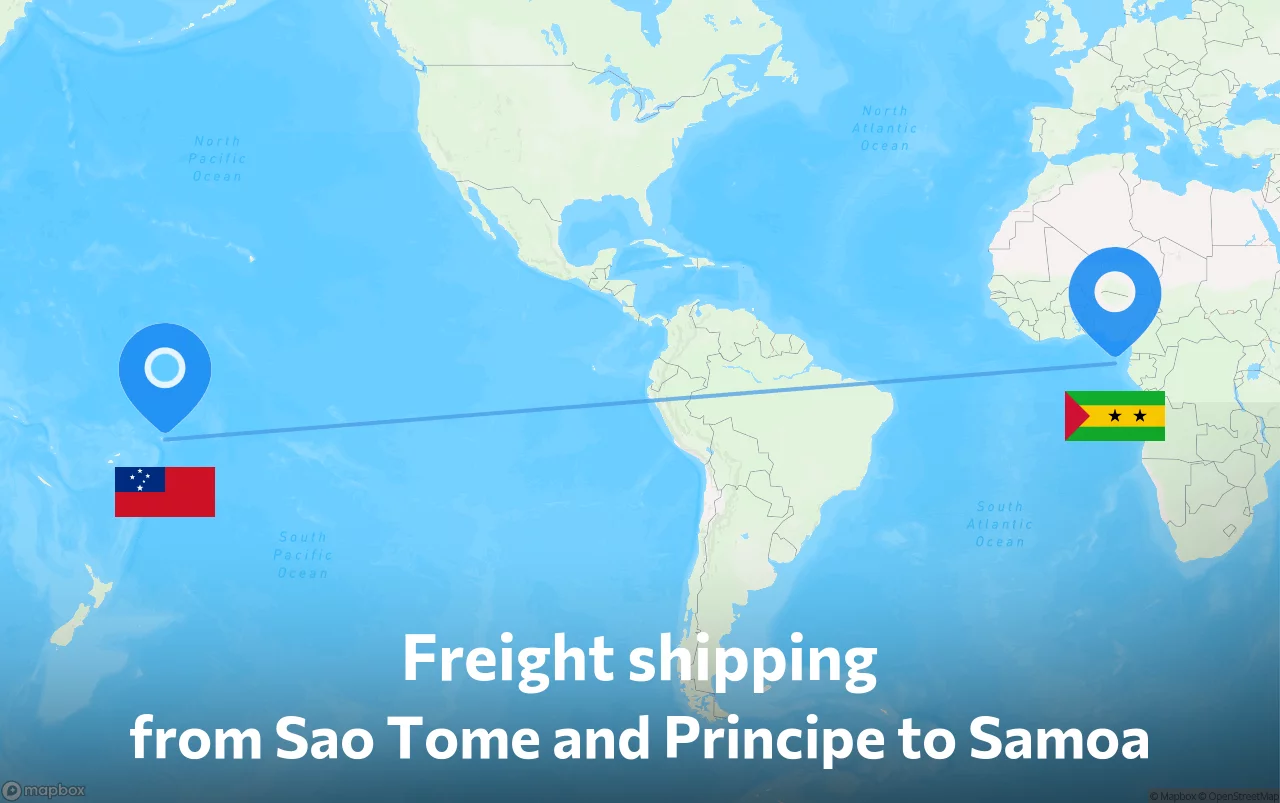 Shipping route from Sao Tome and Principe to Samoa