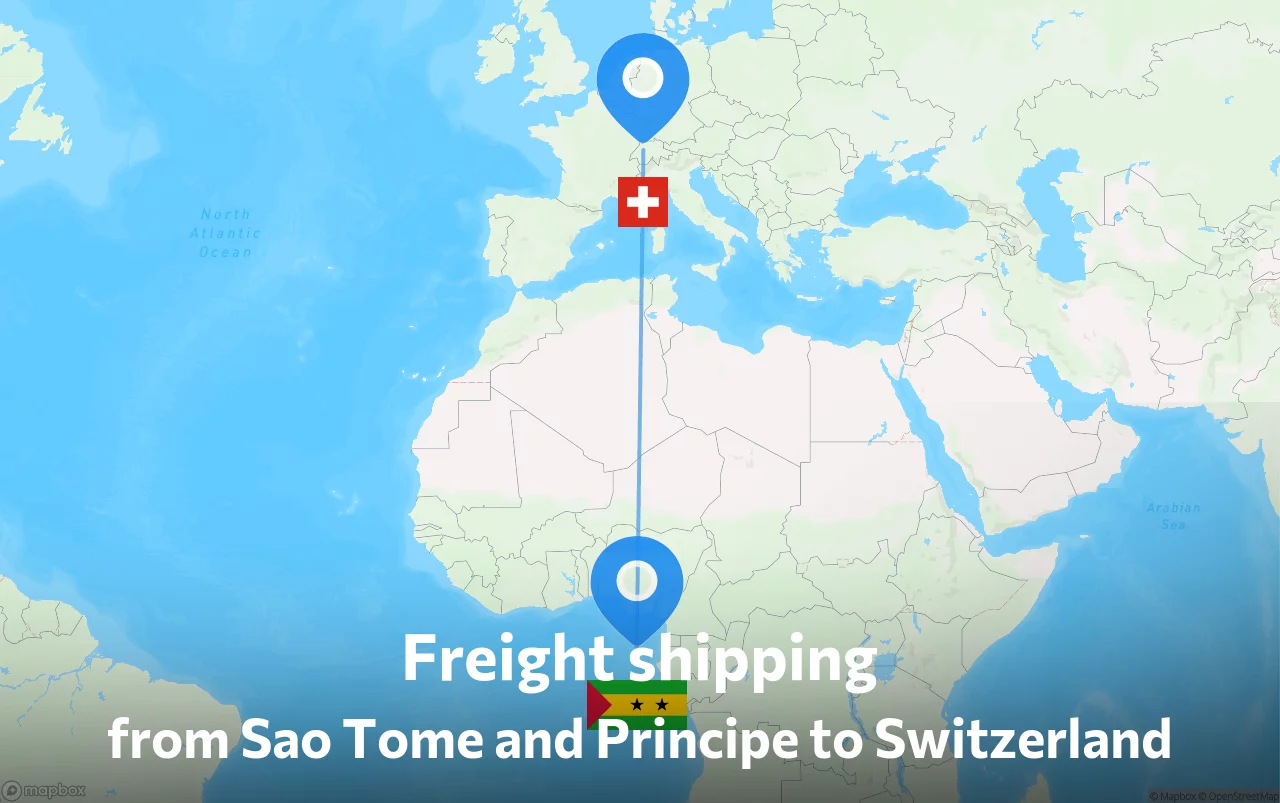 Shipping route from Sao Tome and Principe to Switzerland