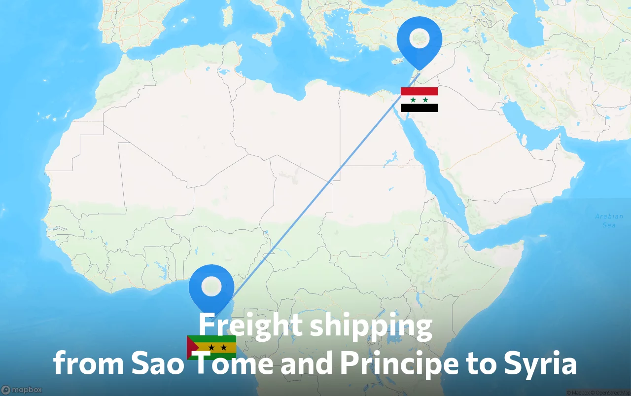 Shipping route from Sao Tome and Principe to Syria