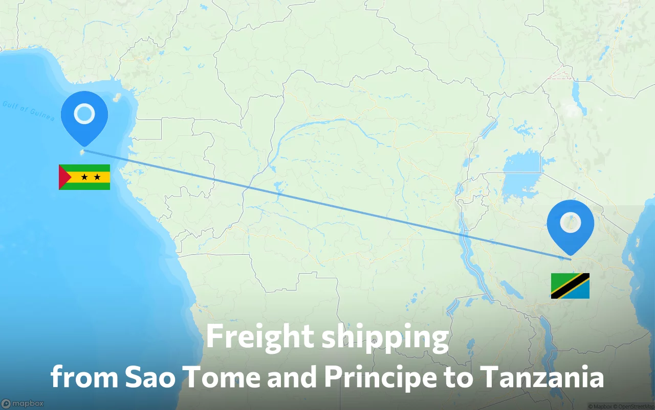 Shipping route from Sao Tome and Principe to Tanzania