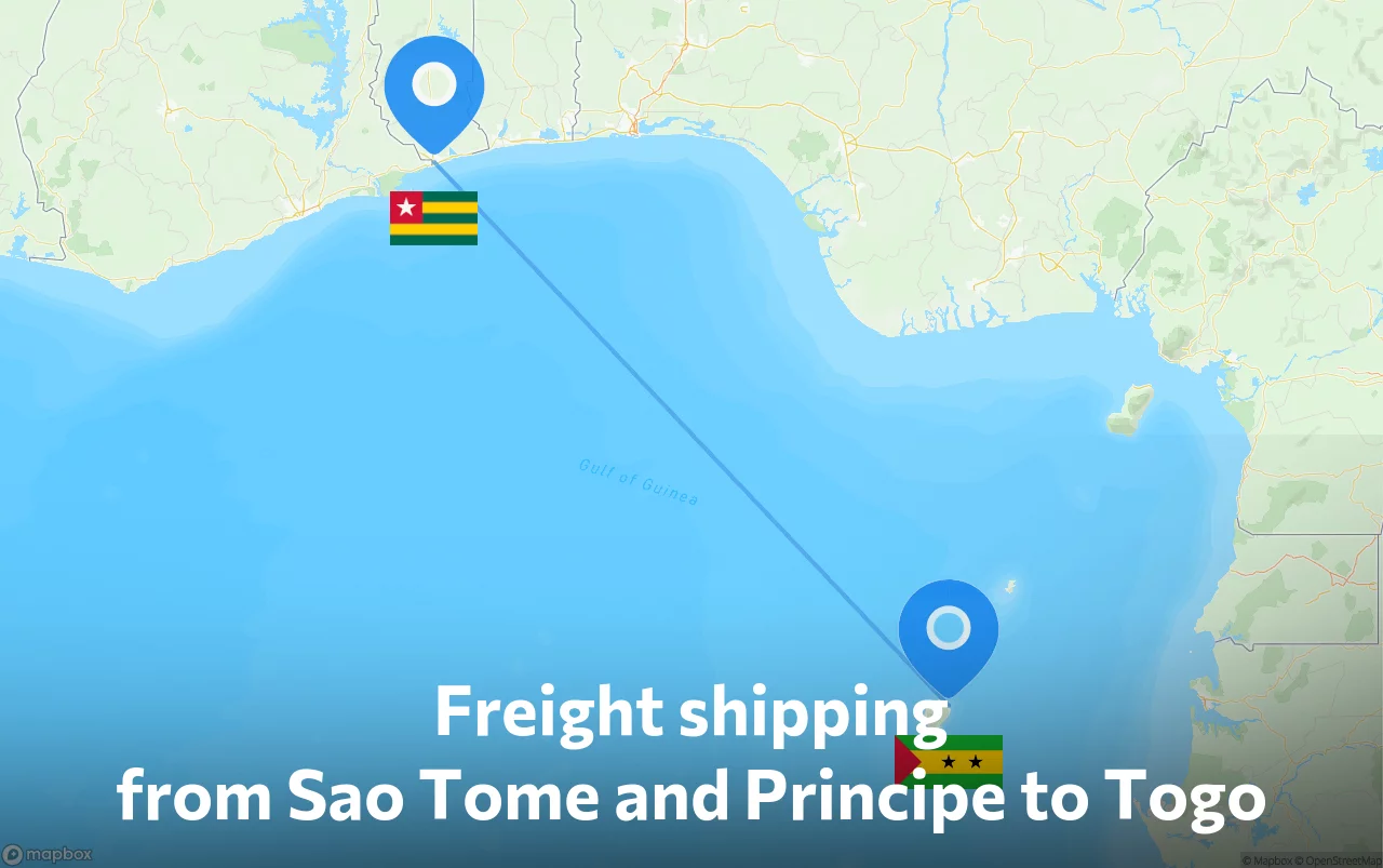 Shipping route from Sao Tome and Principe to Togo
