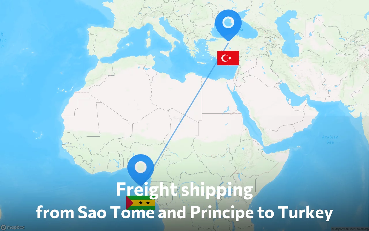 Shipping route from Sao Tome and Principe to Turkey