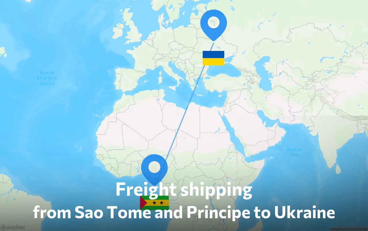 Shipping route from Sao Tome and Principe to Ukraine