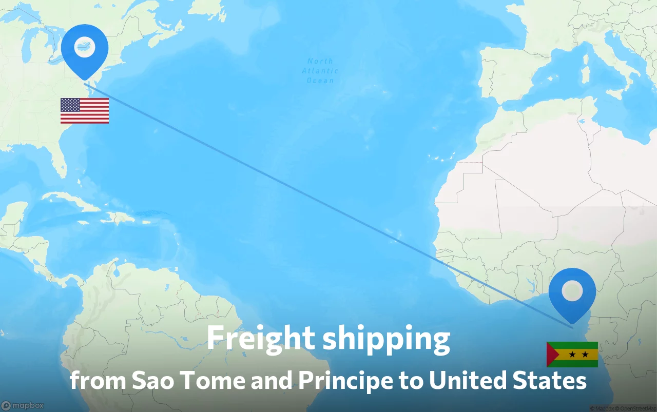 Shipping route from Sao Tome and Principe to United States