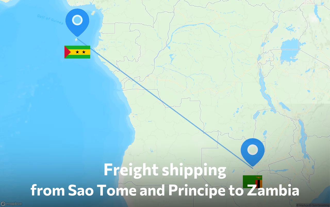 Shipping route from Sao Tome and Principe to Zambia