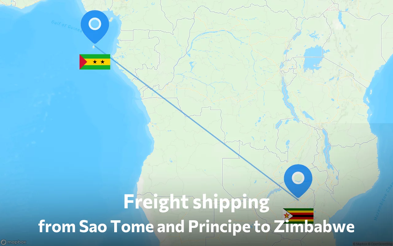 Shipping route from Sao Tome and Principe to Zimbabwe