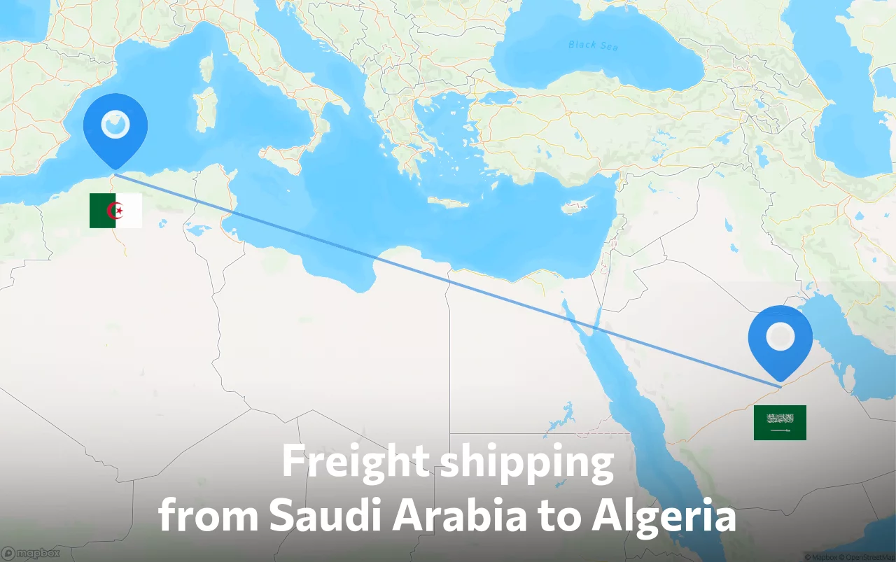 Shipping route from Saudi Arabia to Algeria