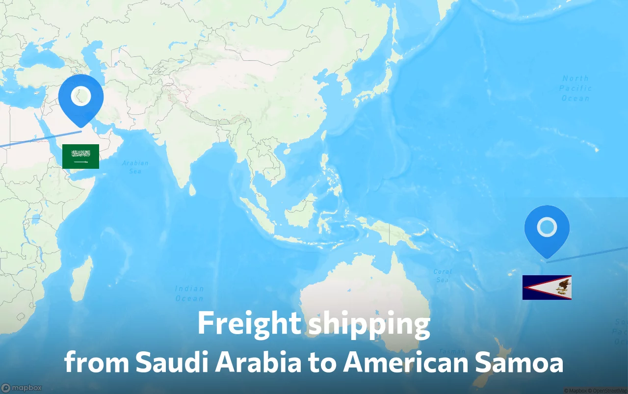 Shipping route from Saudi Arabia to American Samoa