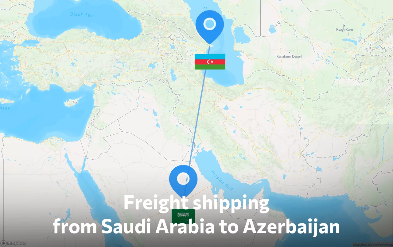 Shipping route from Saudi Arabia to Azerbaijan