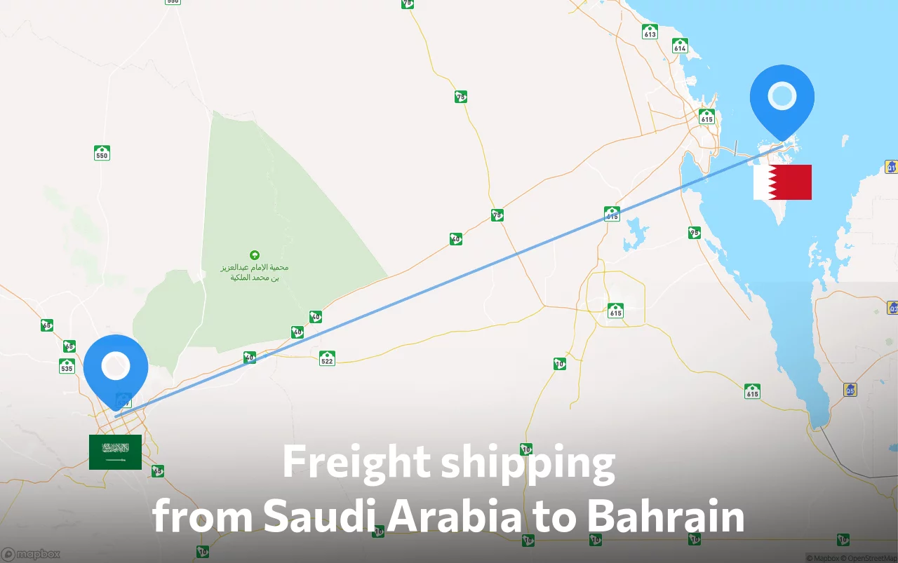 Shipping route from Saudi Arabia to Bahrain