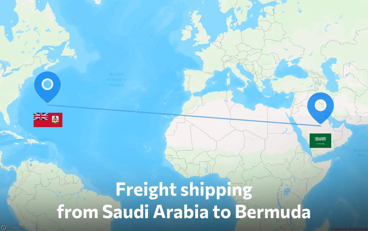 Shipping route from Saudi Arabia to Bermuda