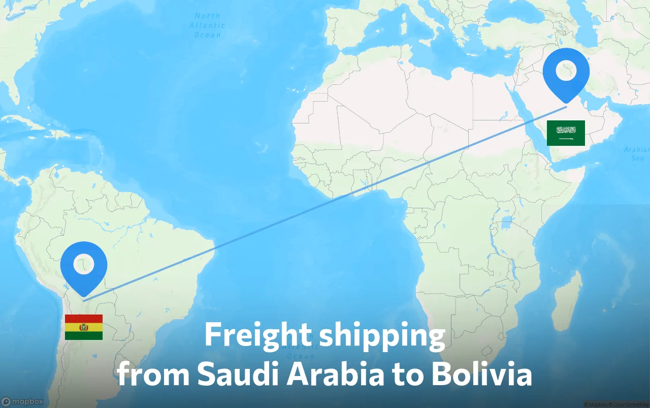 Shipping route from Saudi Arabia to Bolivia