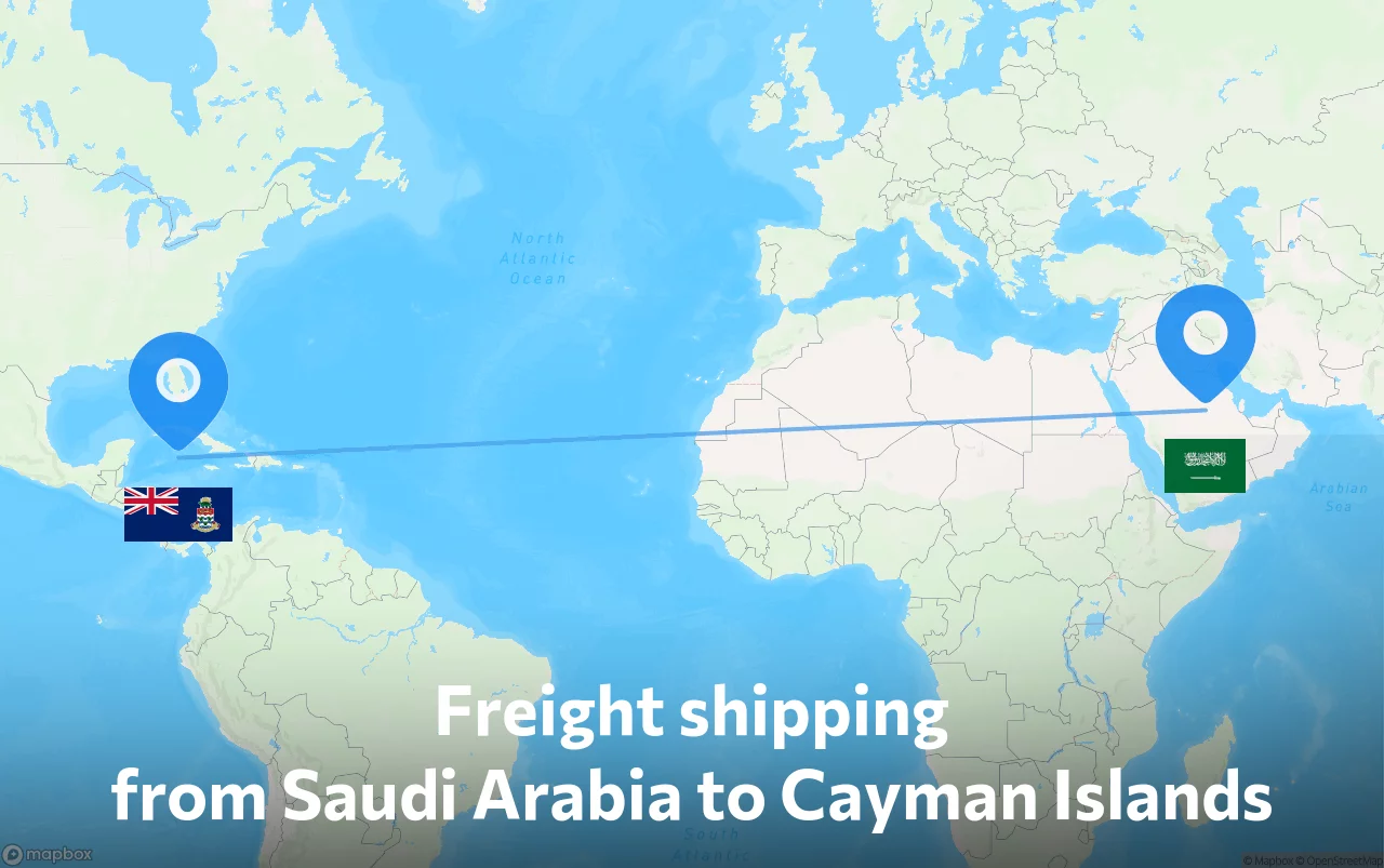 Shipping route from Saudi Arabia to Cayman Islands