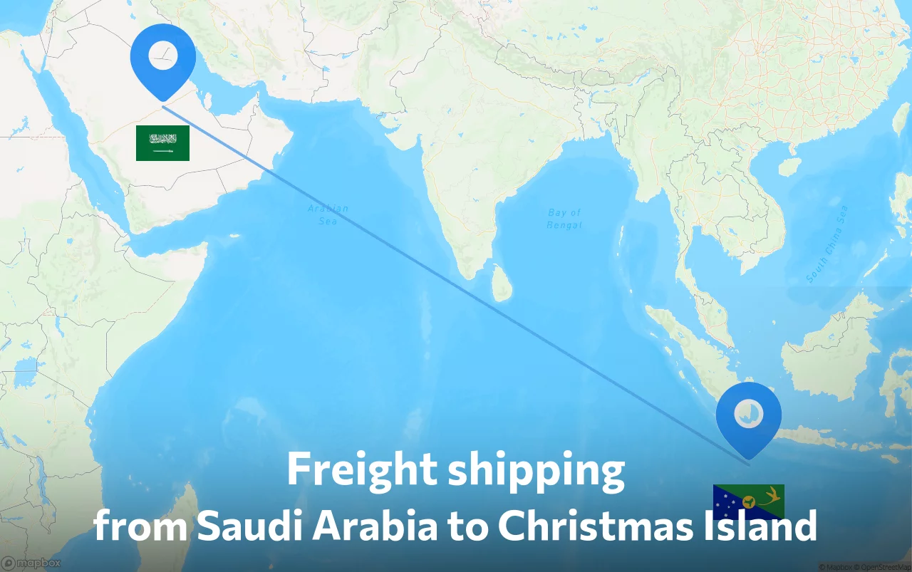 Shipping route from Saudi Arabia to Christmas Island