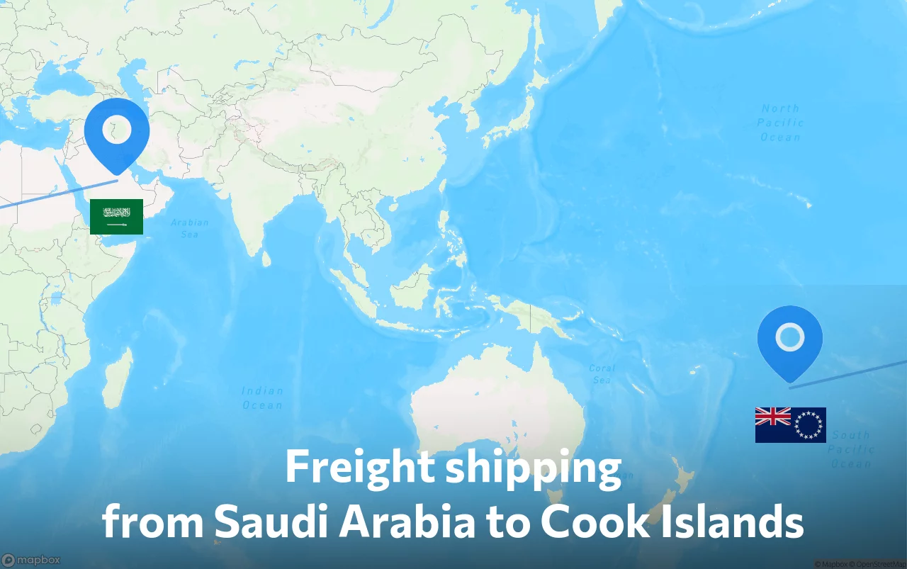Shipping route from Saudi Arabia to Cook Islands