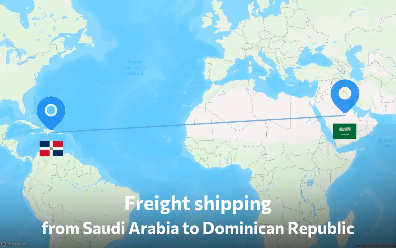 Shipping route from Saudi Arabia to Dominican Republic