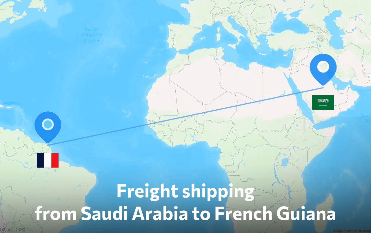 Shipping route from Saudi Arabia to French Guiana