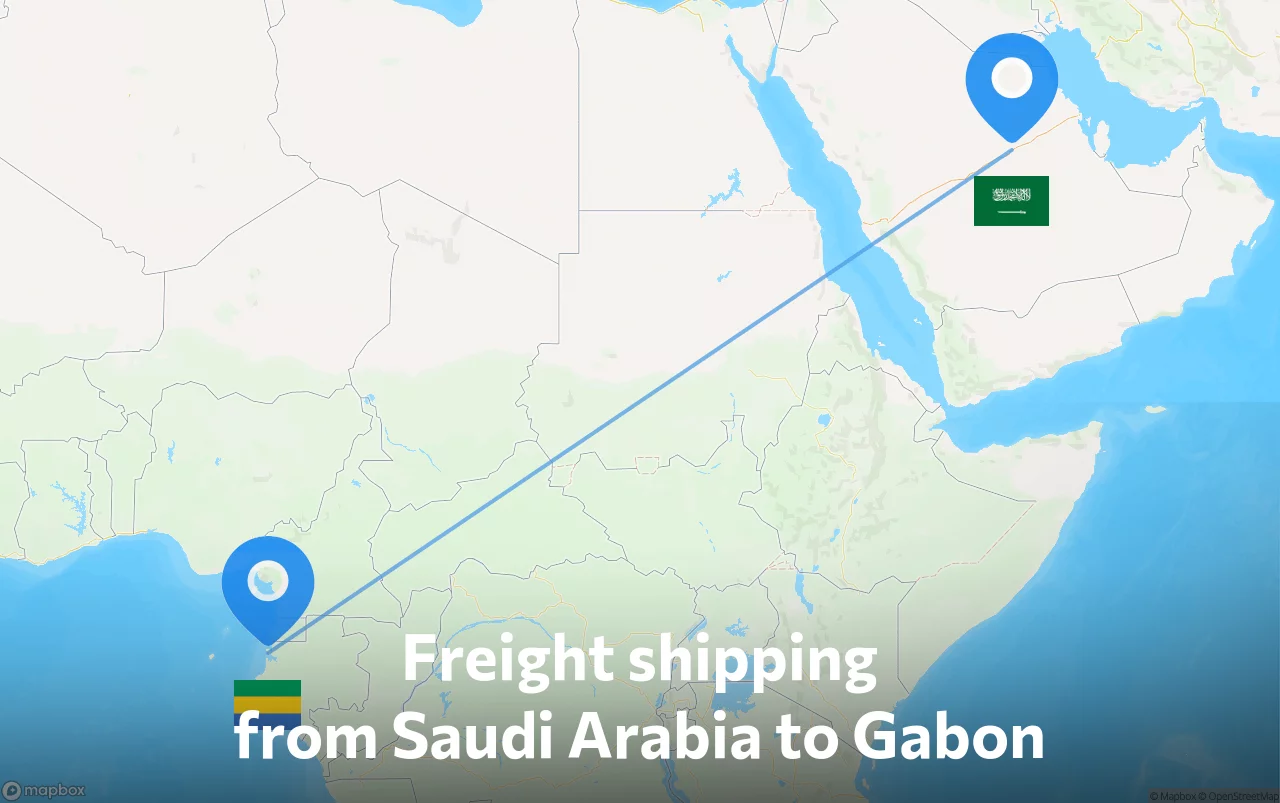 Shipping route from Saudi Arabia to Gabon