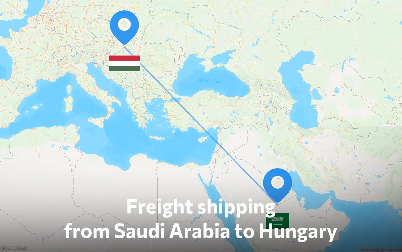 Shipping route from Saudi Arabia to Hungary