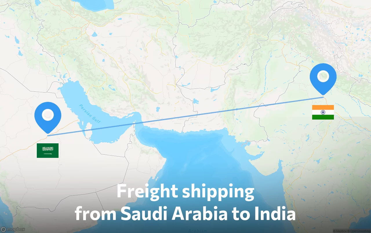 Shipping route from Saudi Arabia to India