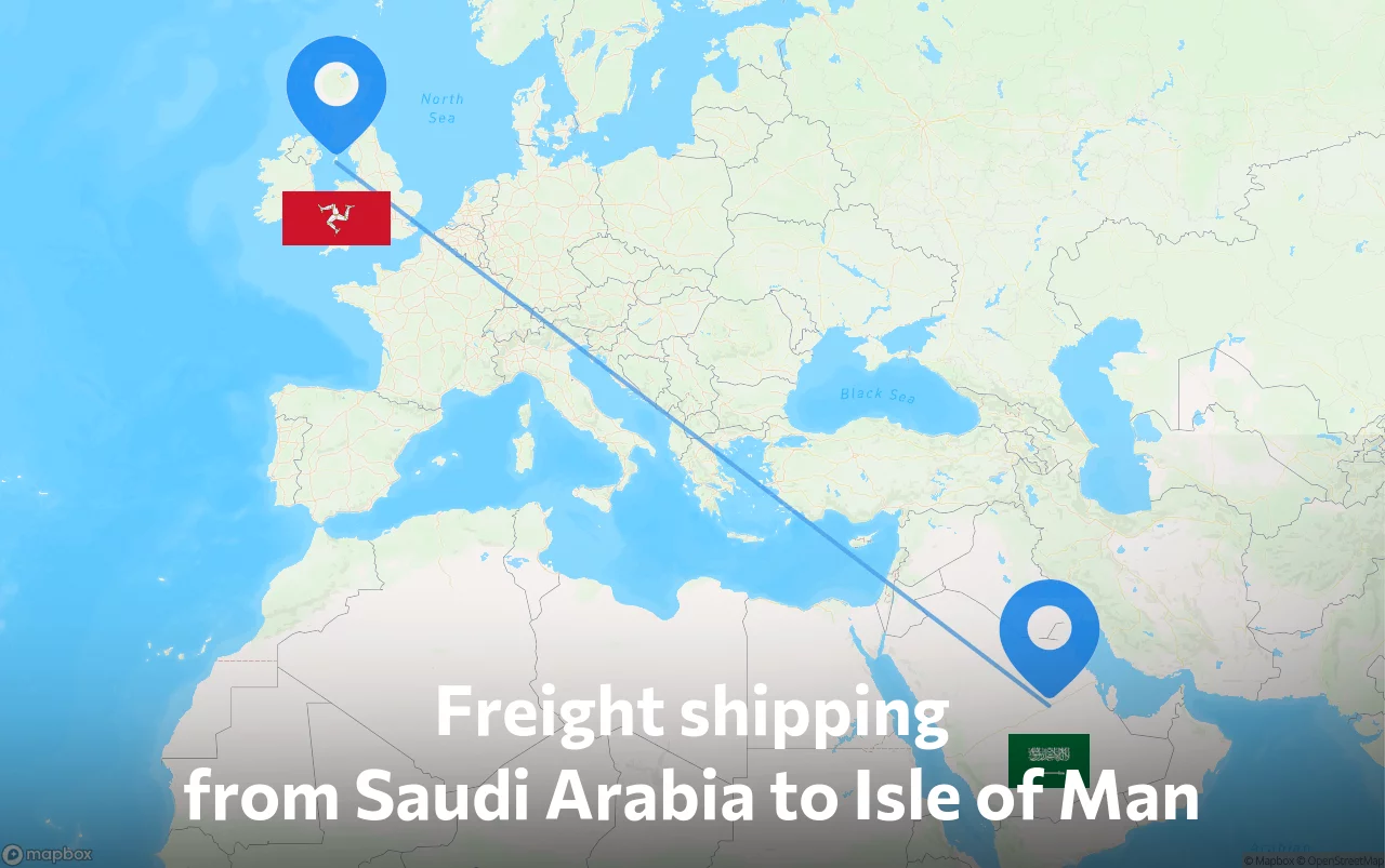 Shipping route from Saudi Arabia to Isle of Man