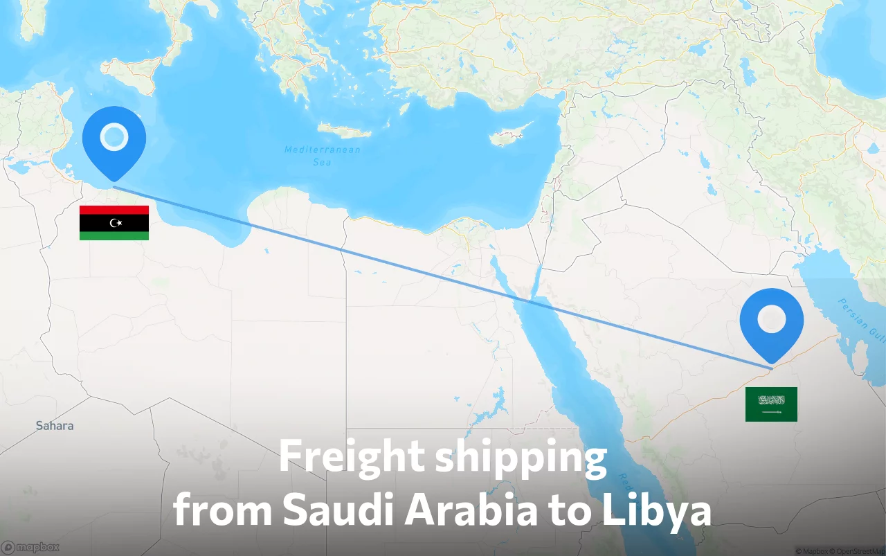 Shipping route from Saudi Arabia to Libya