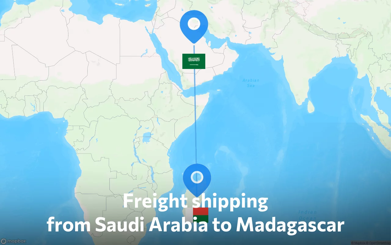 Shipping route from Saudi Arabia to Madagascar