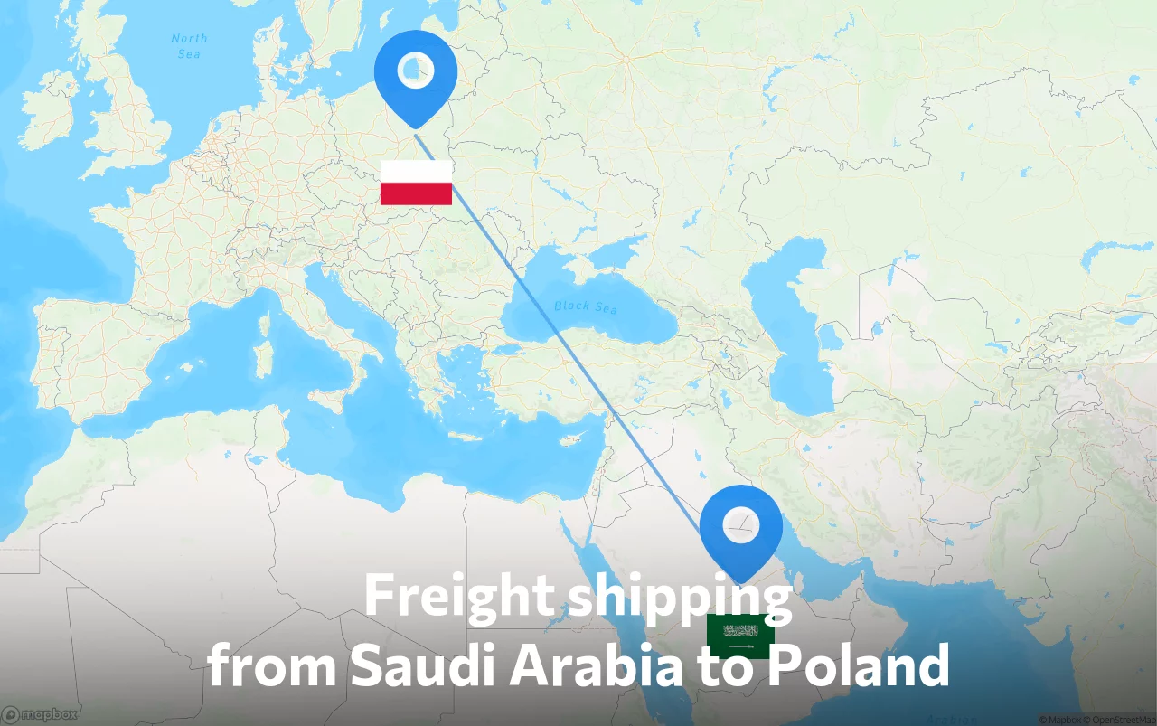Shipping route from Saudi Arabia to Poland
