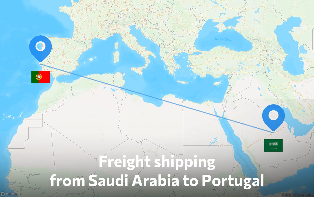 Shipping route from Saudi Arabia to Portugal