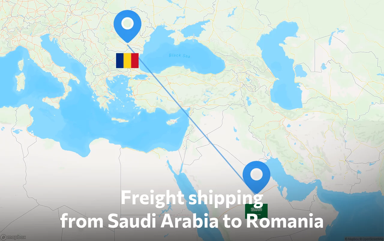 Shipping route from Saudi Arabia to Romania