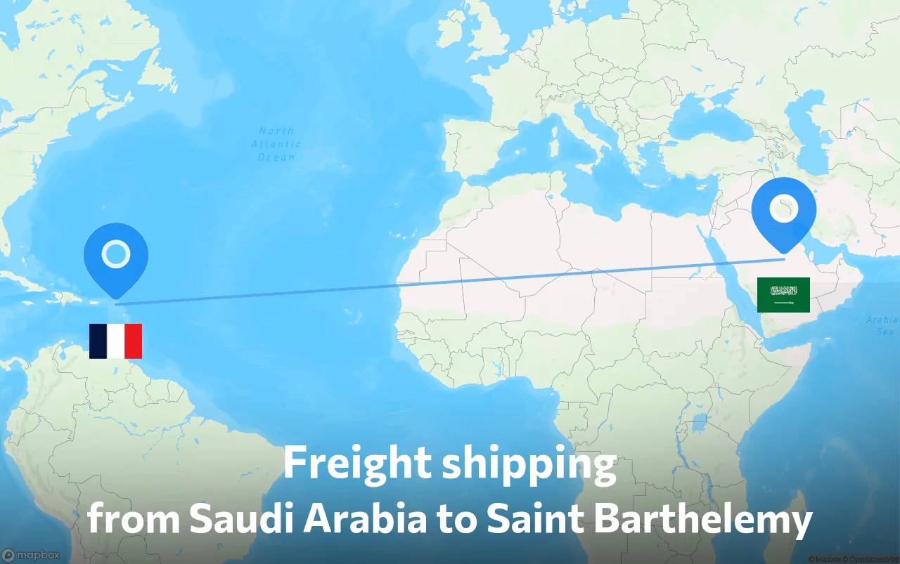 Shipping route from Saudi Arabia to Saint Barthelemy