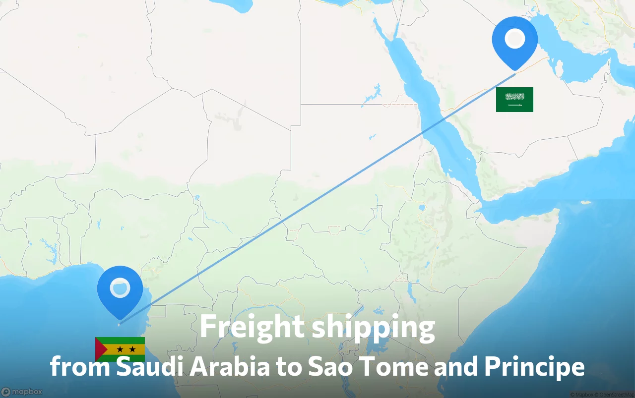 Shipping route from Saudi Arabia to Sao Tome and Principe
