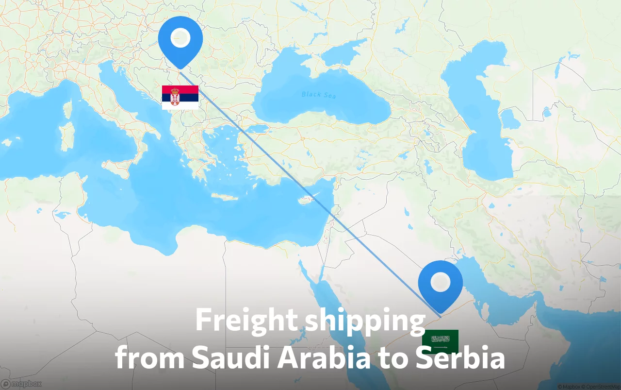 Shipping route from Saudi Arabia to Serbia