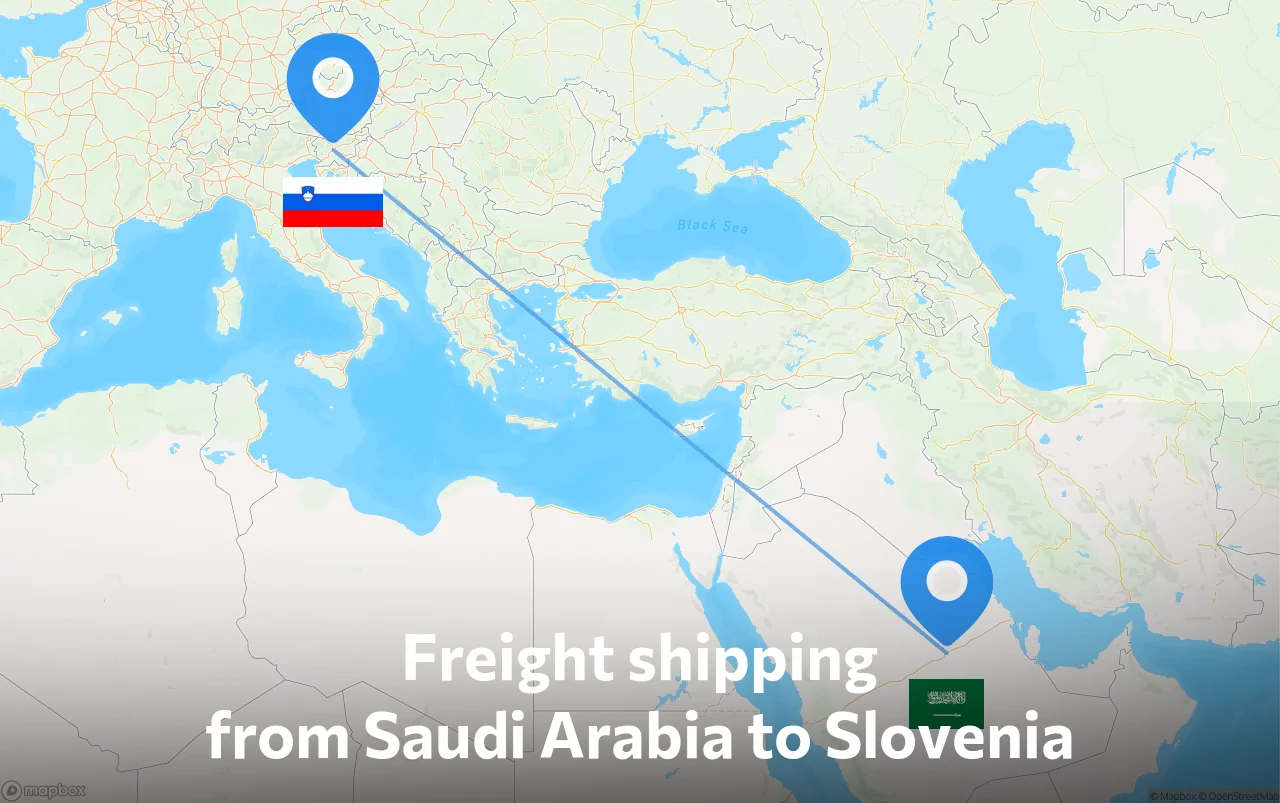 Shipping route from Saudi Arabia to Slovenia